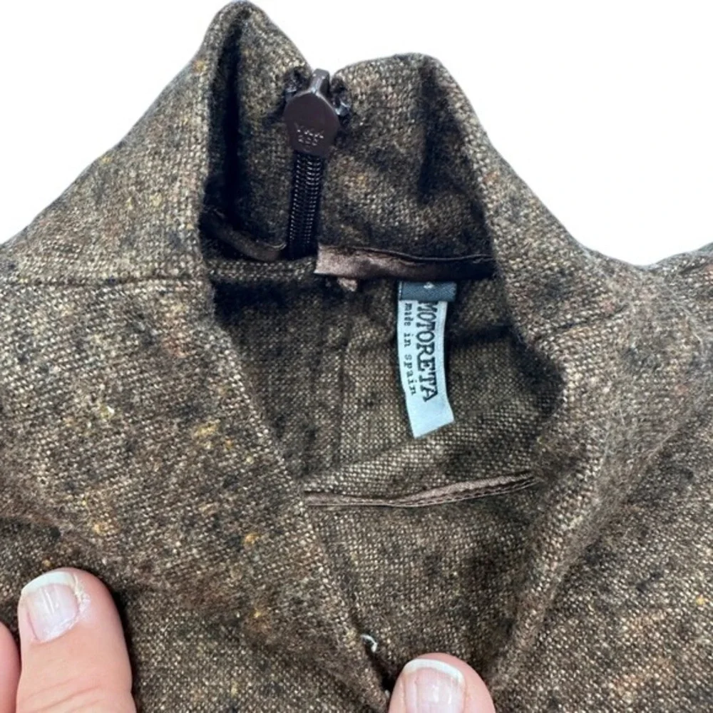 Motoreta Kids Brown Tweed Mock Neck Zipper Dress Made in Spain Size‎ 4